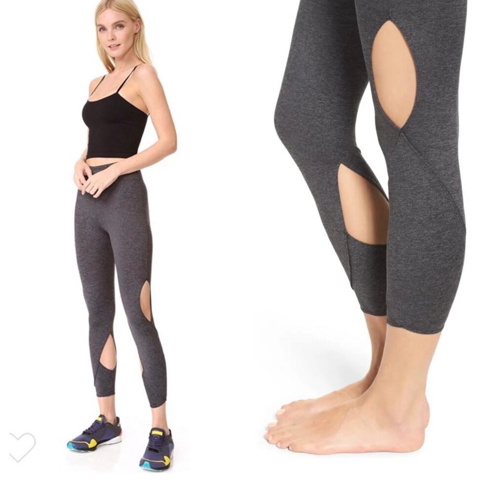 Free People Movement Leggings Womens Small Charcoal Gray Halo Cut Out Athleisure